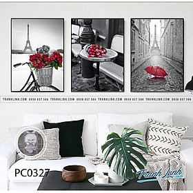Mua Bộ 3 tranh canvas trang trí tone màu đỏ đen