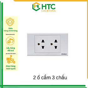 Hình ảnh Ổ cắm điện âm tường, 2 ổ cắm 3 chấu Sino Vanlock S18UE2