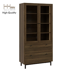 Mua  Happy Home Furniture  CATY  Kệ sách cửa kính 2 ngăn kéo - đèn LED - chân sắt  90cm x 39cm x 180cm (DxRxC)  KSA_019_LED