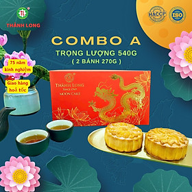 Hộp bánh trung thu 2 bánh 2 trứng 270g - Combo A - Thành Long (540g)