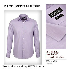 Áo sơ mi công sở trung niên nam TUTO5 Menswear dài tay trơn Cufflinks Slim fit Lilac Double Cuff Herringbone Shirt cotton chống nhăn cao cấp phong cách trẻ trung, nam tính tím 105123052