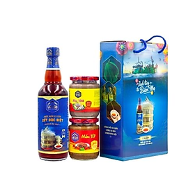 Hộp Quà Tặng Sang Trọng Mắm Lê Gia - MS 02 - Mắm Cốt Đặc Biệt, Mắm Tôm, Mắm Tép