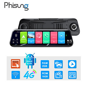 Camera hành trình gương ô tô Phisung Z55, 4G, Wifi, 10 inch- Hàng chính hãng