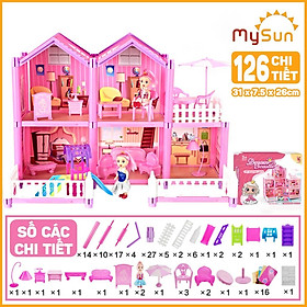 Mô hình lâu đài ngôi nhà búp bê công chúa đồ chơi xếp ghép hình cho bé gái 2 3 4 5 6 tuổi MySun