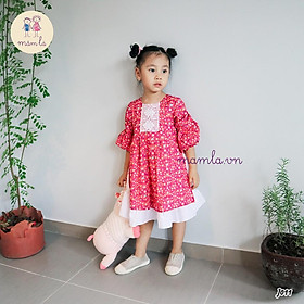 Váy đầm Nora hoa nhỏ hồng đậm | 2Y-6Y