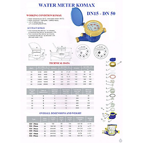 Đồng hồ nước Komax thân inox DN32 nối ren ĐÃ HIỆU CHUẨN CÓ TEM GIẤY đầy đủ, dùng cho hộ gia đinh, chung cư, hóa chất, thực phẩm - HÀNG CHÍNH HÃNG