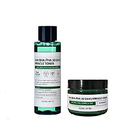 Combo Toner + Kem ngăn ngừa mụn Some By Mi AHA-BHA-PHA 30 Days Miracle Toner Cream