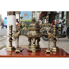 Mua Bộ Ngũ Sự Bằng Đồng Vàng Thanh Khiết  Đúc Thủ Công