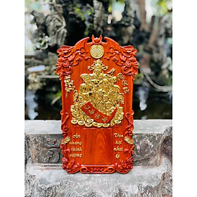 Đốc lịch treo tường khắc phúc lộc thọ bằng gỗ hương đỏ kt 40×70×3cm  