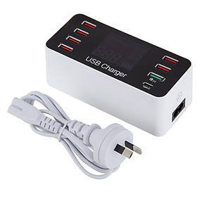 A9 Plus Multi-function Smart USB Charger LCD Display 8 Ports AC100-240V