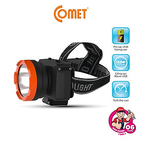 Đèn Pin Sạc Led Đội Đầu COMET CRT1612 3W Siêu Sáng Pin 900mAh 2 Chế Độ Tuổi Thọ Cao