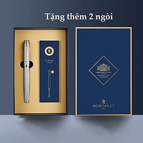Bút ký Pháp vân chìm MONTAGUT KHẮC TÊN Miễn Phí 2006 vỏ kim loại đồng mực xanh B220