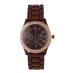  Đồng hồ đeo tay nữ thời trang với dây đeo bằng silicon Trọng lượng nhẹ Không thấm nước Quartz-Màu Cà phê