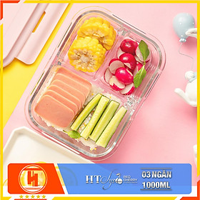 Hộp đựng cơm thủy tinh HT SYS - Red Cherry -Hàng Nhập Khẩu - Giao màu ngẫu nhiên