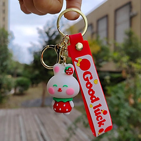 Móc Chìa Khóa Gấu dâu Lotso Hồng Dễ Thương, phụ kiện đeo balo túi ví xinh yêu cute Lalunavn A92