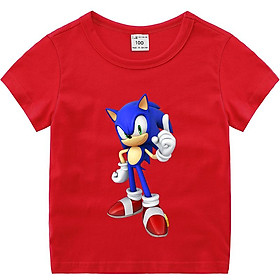 SALE Áo Thun Cotton Tay Ngắn In Hình Sonic Thời Trang Mùa Hè Cho Bé Trai