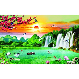 Mua (Tranh treo tường) tranh phong thủy - Sơn thủy hữu tình - thủy mặc kt: 120x80