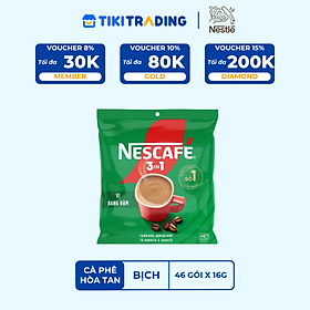 Cà phê Hòa tan NESCAFÉ VỊ RANG ĐẬM Bịch 46 gói Đậm Thơm Hoàn Hảo