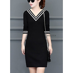 Đầm cho người mập, đầm thun big size cổ v, đầm cho người béo mập