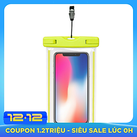 Túi chống nước dạ quang WaterProof phát sáng trong tối cho điện thoại 6 inch chuẩn chông nước IPx8 cao cấp - Hàng nhập khẩu