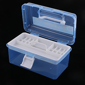 2 Layer Plastic Sewing Jewelry Painting Tools Box Storage Box Organizer Blue