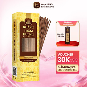Nhang Trầm Hương 20cm Cao Cấp – Hộp Vàng 330g | Bảo Trầm – Thơm Sạch, Tăm Mộc An Toàn