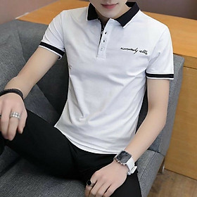 Áo Thun Nam Cổ bẻ Thêu Chữ Ngang Ngực Skymenfashion