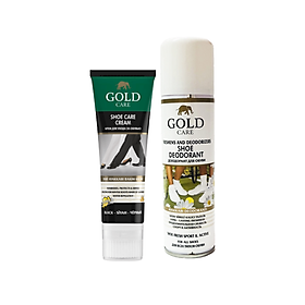 Combo Chăm Sóc Giày Da Thuộc GoldCare Gồm Kem Dưỡng GC1004 và Xịt Khử Mùi