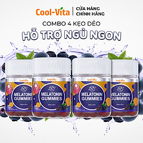 Combo 4 Hộp Kẹo Dẻo Melatonin Hỗ Trợ Giấc Ngủ Ngon Sleep Well Gummies Hỗ Trợ Giảm Căng Thẳng Kết Hợp Vitamin B6 Coolvita