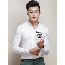 Áo Sơ Mi Dài Tay In Hình “Hoạ Tiết Love” Phối Cổ Bên Trái Vải Lụa Mềm Mịn Sang Trọng Thanh Lịch Menswear Có Cổ Shirt Ka