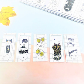 Combo 5 Bookmark Nam Châm Magnet ( Đánh Dấu Sách ) Meo Meow Dễ Thương Màu Sắc