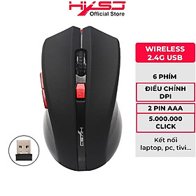 Chuột không dây HXSJ X50 Red/Black có nút trợ năng, điều chỉnh 2400DPI chuyên dùng chơi game, máy tính, laptop, tivi - HÀNG CHÍNH HÃNG