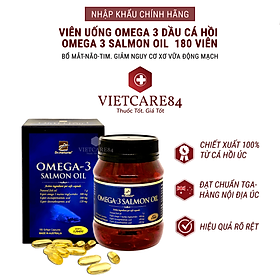 Hình ảnh Viên uống Omega 3 dầu cá Hồi nhập khẩu chính hãng Úc OMEGA 3 SALMON OIL (180 viên) hỗ trợ giảm mỡ máu, giảm nguy cơ xơ vữa động mạch, cung cấp các chất dinh dưỡng cần thiết cho não bộ, tốt cho mắt