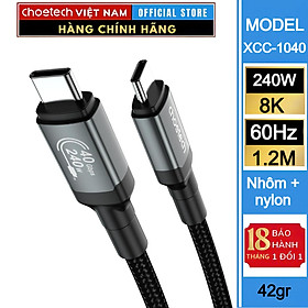 Mua Cáp sạc nhanh Type C to Type C 240W Choetech XCC-1040 hỗ trợ truyền tải dữ liệu 8K@60Hz (Hàng chính hãng)