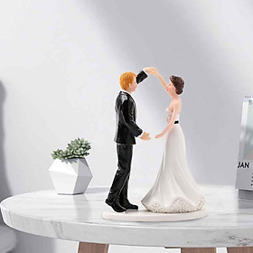 Wedding Cake Toppers Couple Figurines Bride and Groom Dolls Small Statue Cartoon Dancing Figurines Decor for Engagement Party Newlyweds Gift