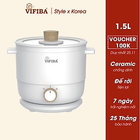 Mua Nồi lẩu điện sâu lòng đa năng hàng chính hãng VIFIBA  kèm đế nồi  dung tích 1 5L  2 cấp độ - Nấu  Chiên  Xào  Hấp  Lẩu   Cháo ...