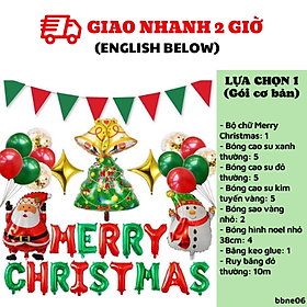 Bộ bong bóng trang trí Noel giáng sinh nhiều màu bbne06