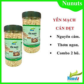 1kg yến mạch cán dẹt Nunuts nguyên cám, hữu cơ, không chất bảo quản, nguyên vị (2 hũ 500g)