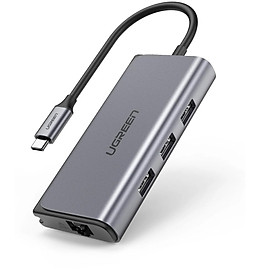 Mua Bộ chuyển USB type C Hub ra RJ45 Gigabit Ethernet + 3 cổng USB 3.0 cổng cấp nguồn Micro USB 5 trong 1 xám đen  Ugreen 208 HUB50851CM Hàng chính hãng