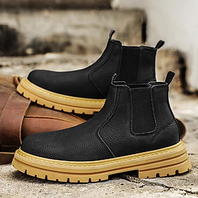 LILIANGSSS Một chân Martin Boots Nam Autumn England Phong cách Chelsea Mens Short Boots Mùa đông Fleece Thời trang Cotton Boots