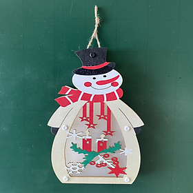 Hộp đèn Giáng sinh bằng gỗ hình Cây thông noel, xe ông già tuyết, tuần lộc treo trang trí cây thông, làm quà tặng