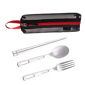 Camping Cutlery Set Utensils Stainless Steel Dinnerware Reusable Metal Flatware Outdoor Tableware for Hiking, Backpacking, BBQ, Barbecue