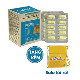 Lactomin (Viên Nang) Bổ Sung 3 Loại Men Vi Sinh Có Ích Được Bao Vi Nang, Dùng Cho Người Bị Tiêu Chảy, Táo Bón, Dùng Kháng Sinh Dài Ngày - Tặng 1 Balo Túi Rút Thời Trang
