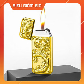 Hột Quẹt Bật Lửa Gas Đá XF624 Khắc Họa Tiết Hình Rồng, Hoa Văn, Thỏi Vàng 999 Siêu Mỏng Nhẹ Tiện Lợi - Giao Hình Ngẫu Nhiên