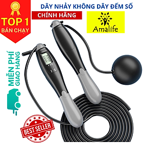 Dây Nhảy Đếm Số, Quy Đổi Ra Calo, Khoảng Cách Chính Hãng Amalife - Kèm Bóng Xoay Cho Người Mới Bắt Đầu Tập - xám