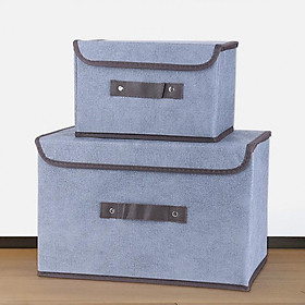 Bộ 2 Hộp Vải Đựng Đồ, Quần Áo, Đồ Lót, Ga Giường Gấp Gọn Đa Năng Có Nắp Đậy