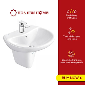 Mua Bộ lavabo treo tường chân ngắn Viglacera VI5 gốm sứ ceramic  lòng chậu sâu  thiết kế sang trọng tiết kiệm không gian tối đa - Hoa Sen Home - Hàng chính hãng