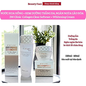 Combo dưỡng trắng da bổ sung collagen 3W Clinic (Collagen Whitening Clear Softener 150ml + Collagen Whitening Cream 60ml)
