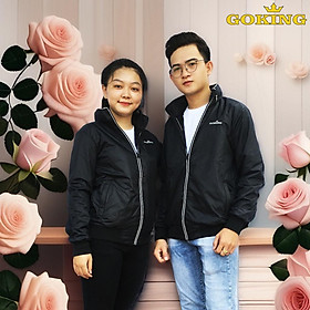 Áo khoác gió cách nhiệt GOKING có mũ, form unisex cho nam nữ. Ngoài vải dù, trong lót vải cào cách nhiệt. 3 túi to rộng. - Đen - XXL