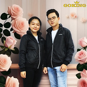 Áo khoác gió cách nhiệt GOKING có mũ, form unisex cho nam nữ. Ngoài vải dù, trong lót vải cào cách nhiệt. 3 túi to rộng. - Đen - XL